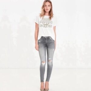MOTHER The Looker Skinny Jeans in Holy Smokes Gray Size 25